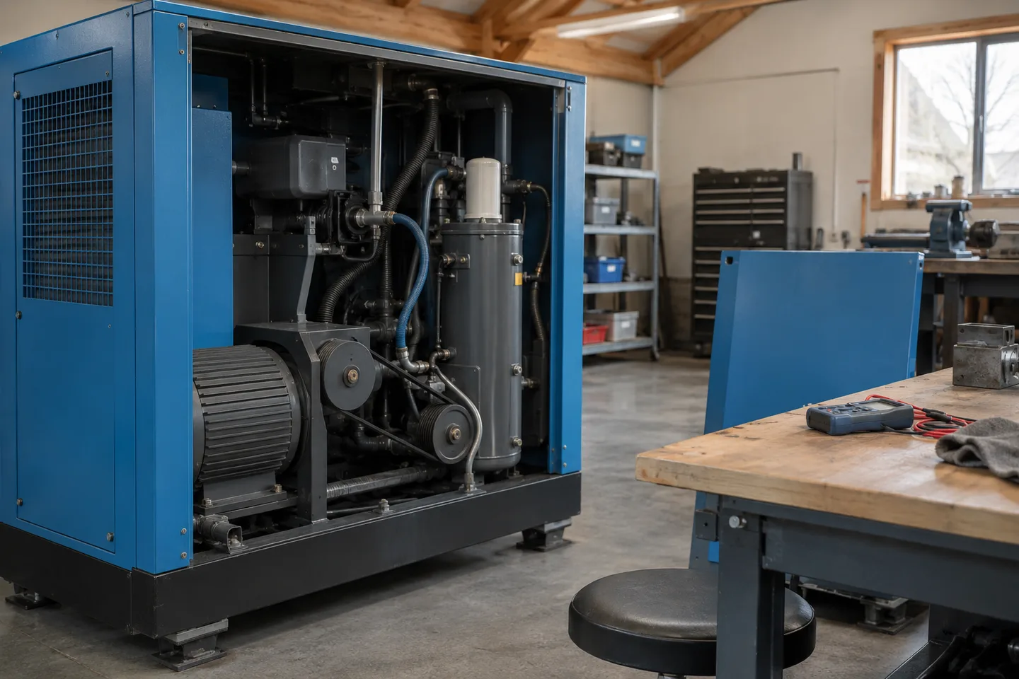 Air compressor equipment for fault investigation and repair